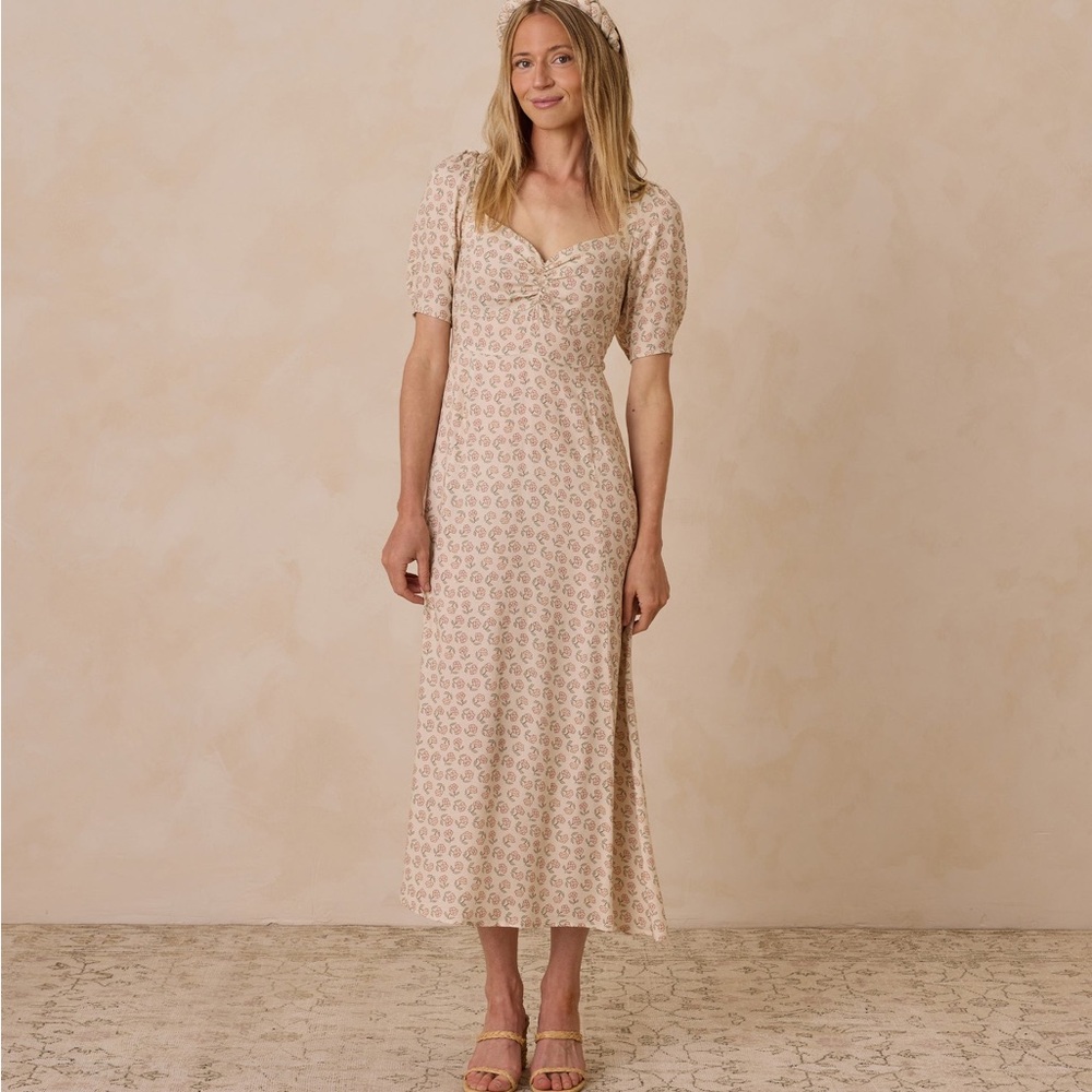 Rylee + Cru Cream Patterned Midi Dress violet dress - ditsy